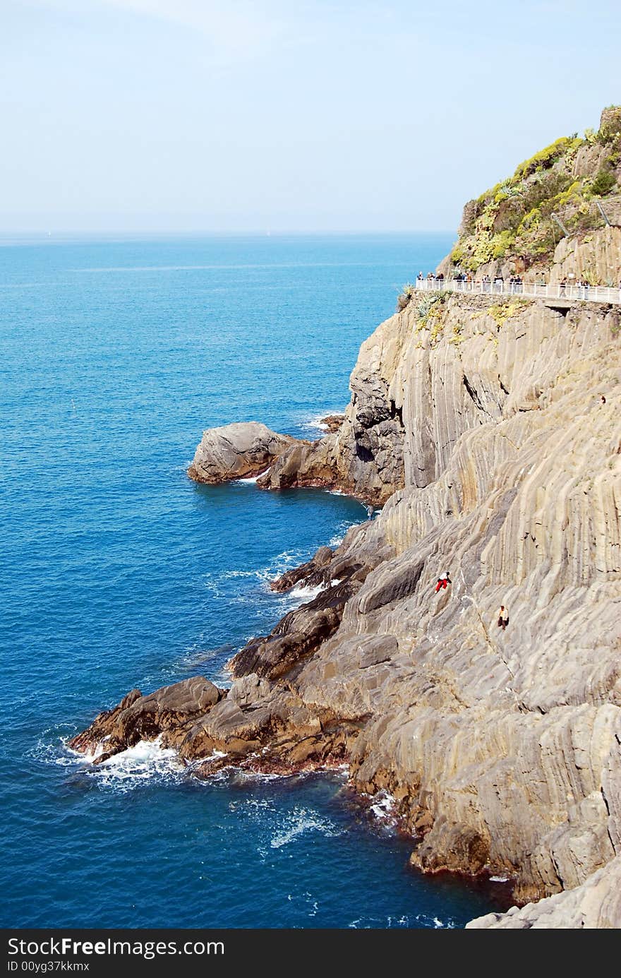 A great reef in Cinque Terre in Liguria, Italy. Cinque Terre is humanity's world patrimony.