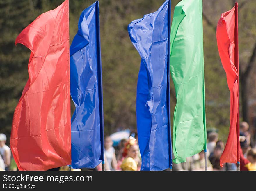 Flags on the celebration event in the city. Flags on the celebration event in the city