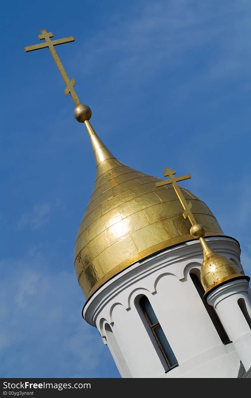 St. Nikolay church cupola on blue sky