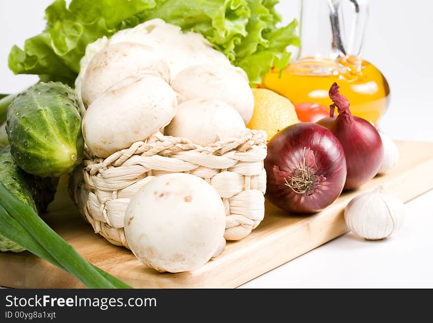 Fresh vegetables isolated on a white background.