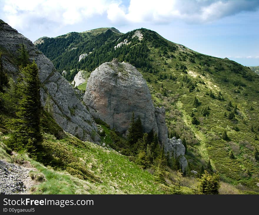 High summit top in mountains