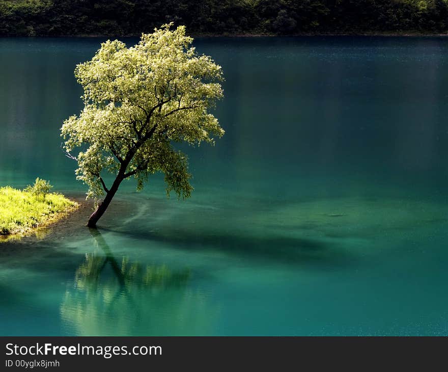 The turquoise water of the Tenno Lake - Italy. The turquoise water of the Tenno Lake - Italy