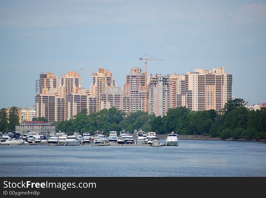 Modern built buildings, cityscape and bay. Modern built buildings, cityscape and bay