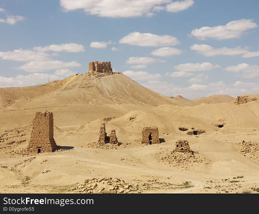 Ancient ruins in desert, Syria. Ancient ruins in desert, Syria