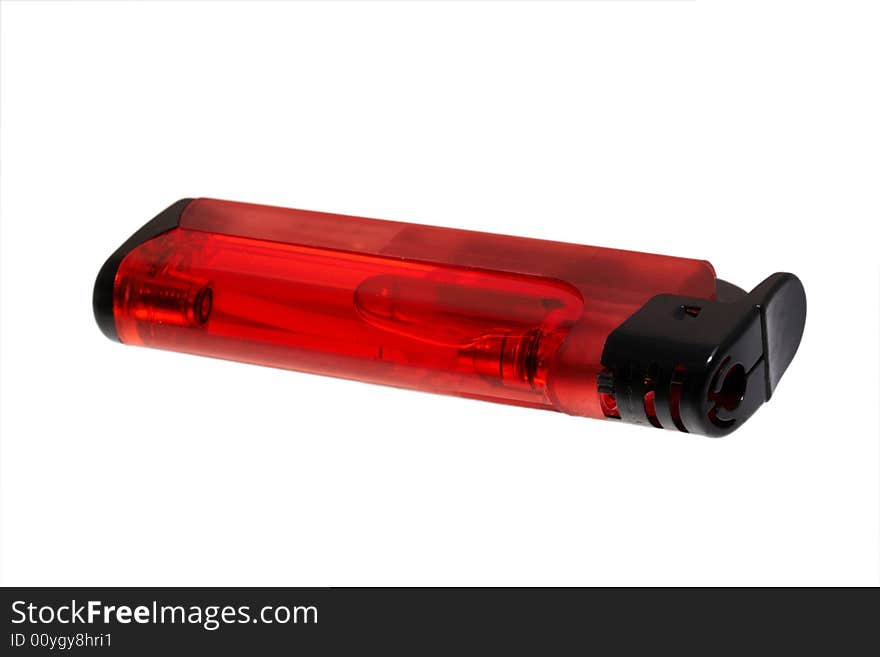 Red lighter isolated on white background