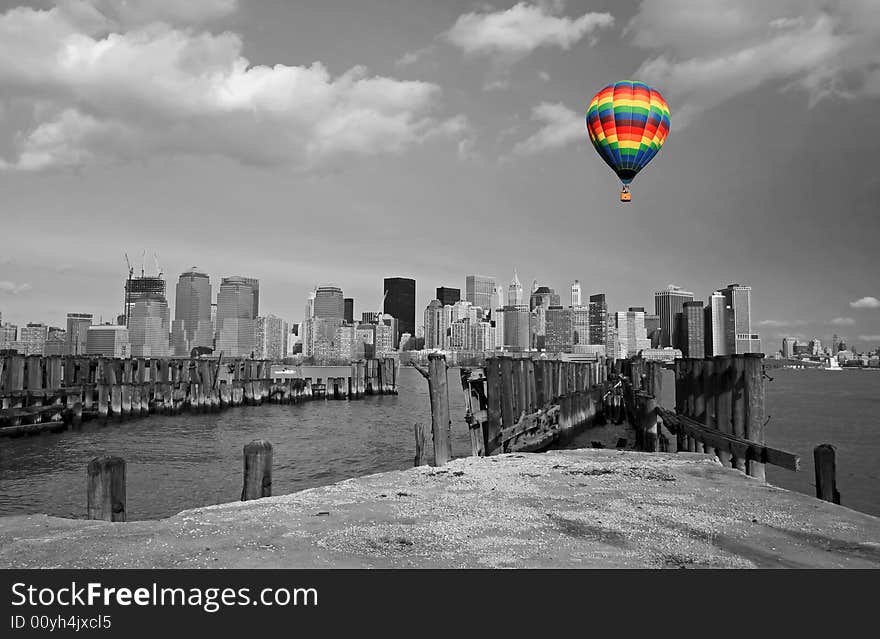 Lower Manhattan Skyline in black and white