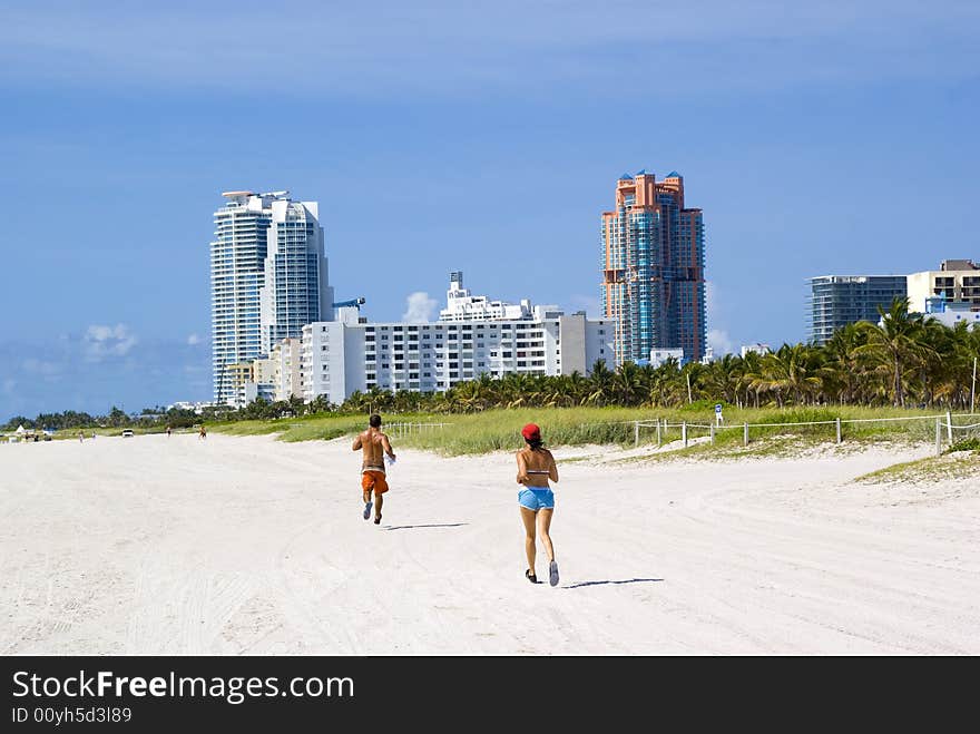 Miami beach and nice sunny day