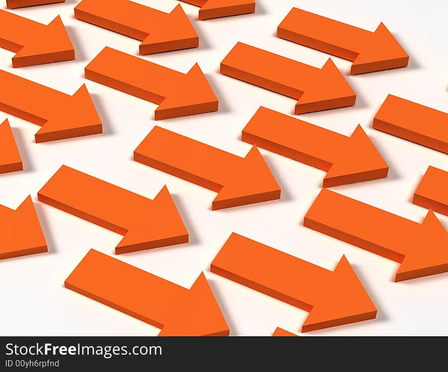 Orange Arrow abstract background on white