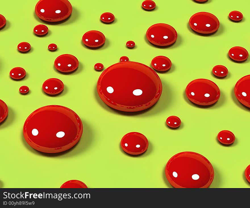 Red bubble on green background. Red bubble on green background