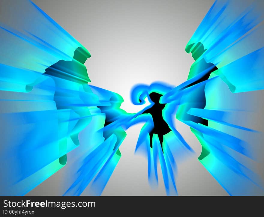 Jumping family silhouette with flames and colors. Jumping family silhouette with flames and colors