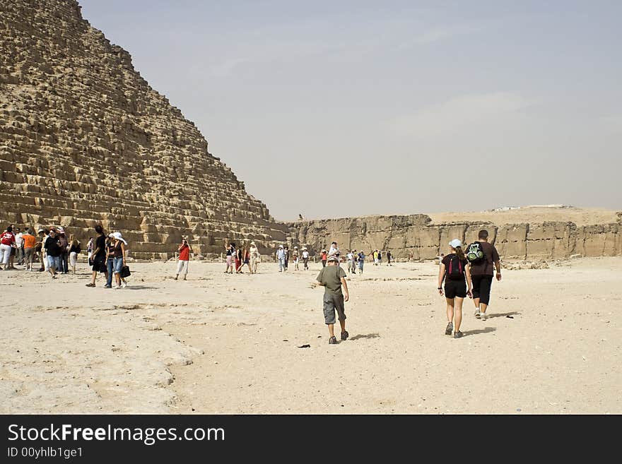 Tourists at the Khafre Pyramid in Giza,Egypt. Tourists at the Khafre Pyramid in Giza,Egypt.