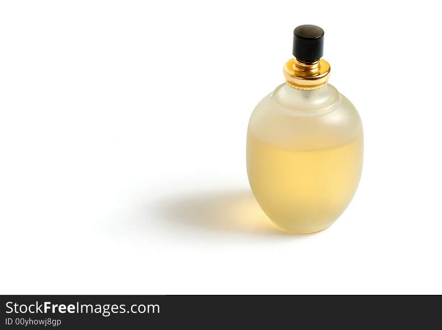 Glass bottle with spirits on a white background. Glass bottle with spirits on a white background