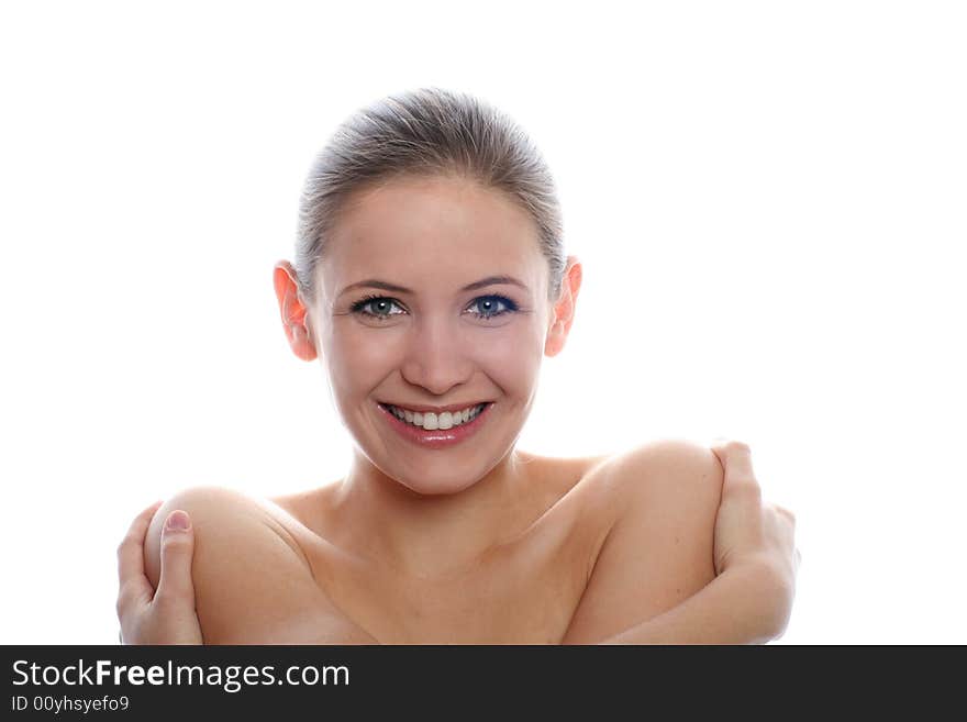 Beauty portrait of a young woman isolated on white background. Beauty portrait of a young woman isolated on white background