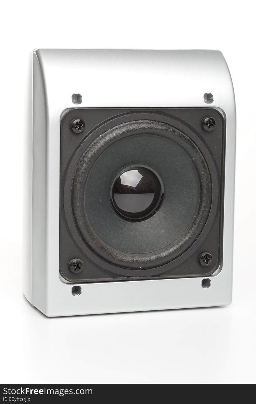 Loudspeakers on a white background. Close up.