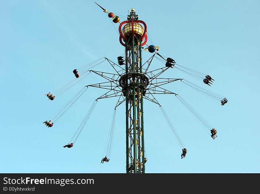 Giant chairoplane in funpark Tivoli in Denmark