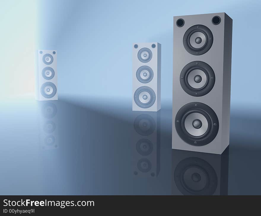 Three audio speaker - rendered in 3d. Three audio speaker - rendered in 3d