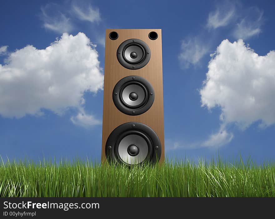 Speaker in grass