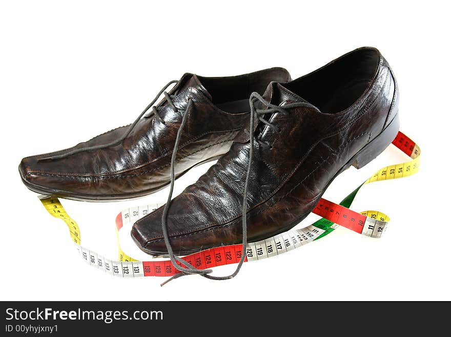 Brown shoes for men on white background