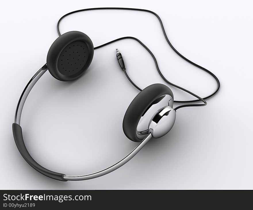 Top view of a headphone - rendered in 3d. Top view of a headphone - rendered in 3d