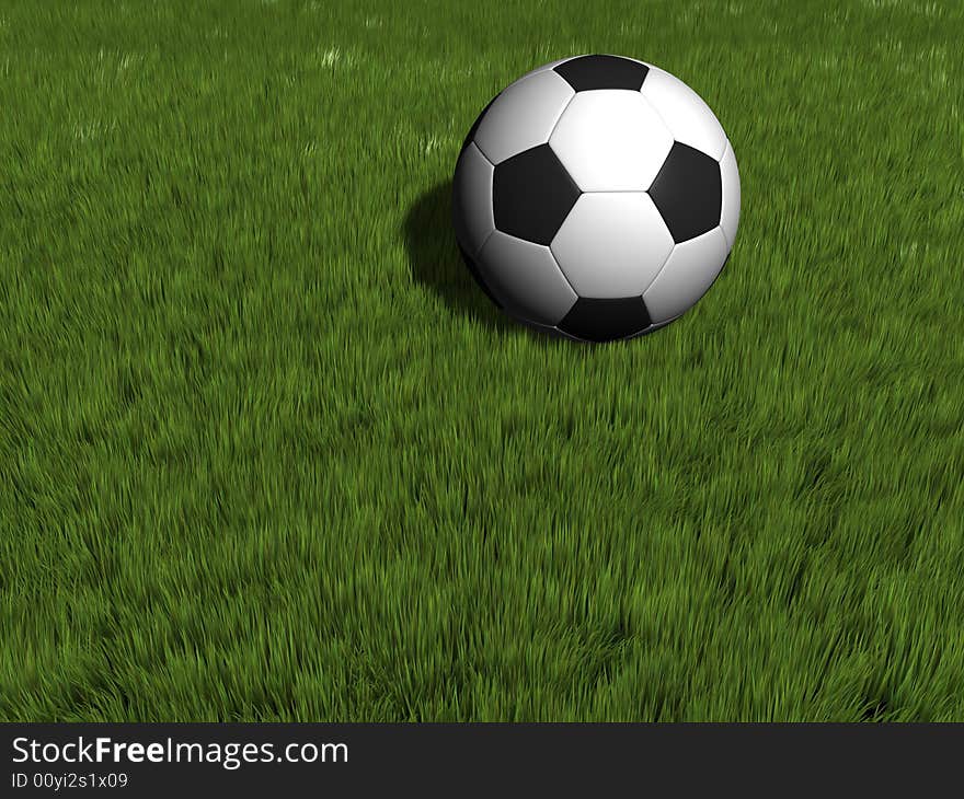 A soccer ball on grass - rendered in 3d