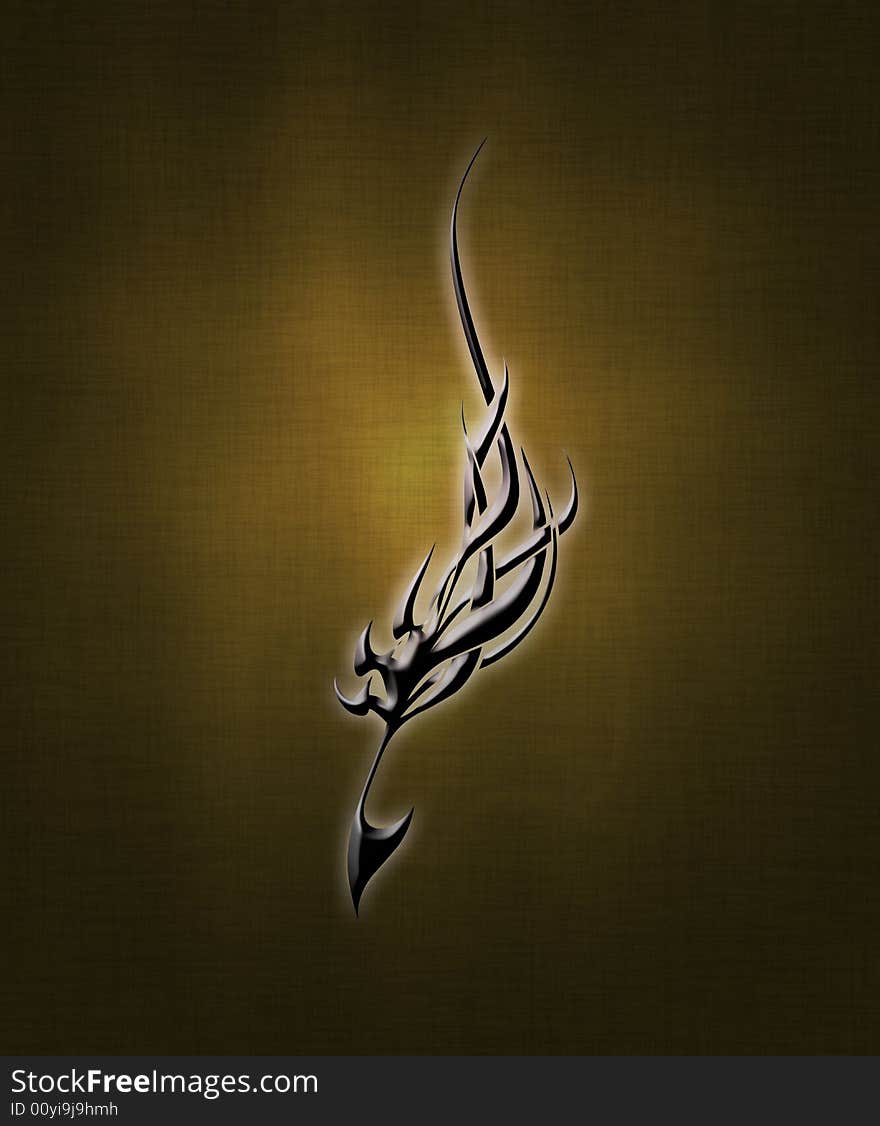 Illustration of a black tribal sign on a gradient background