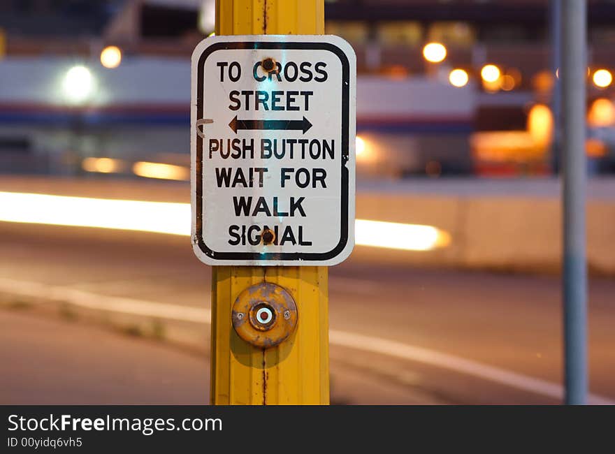 Crosswalk button at night