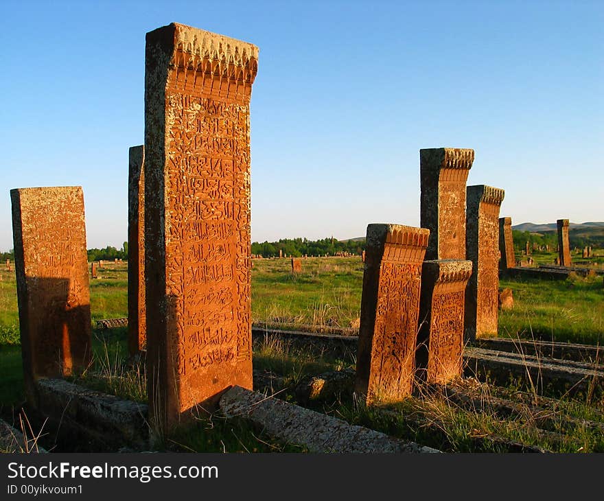 Ancient Turkish tombstones in Ahlat, Eastern Anatolia