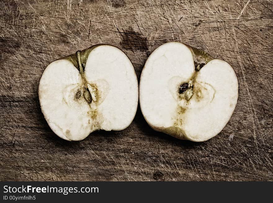 Cut Apple On Table.