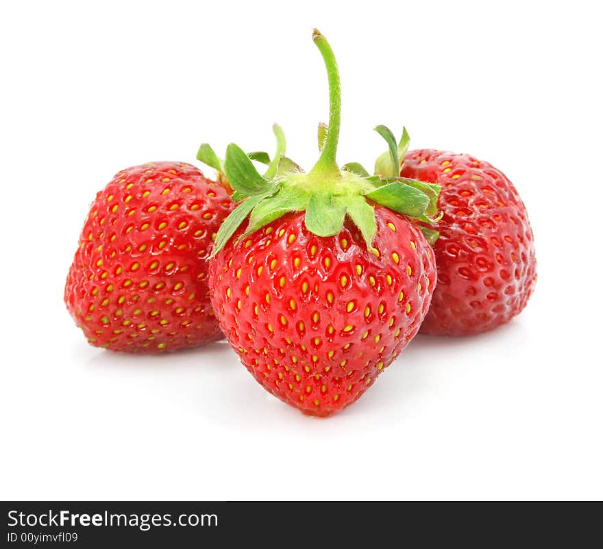 Fruits of red strawberry isolated on white background