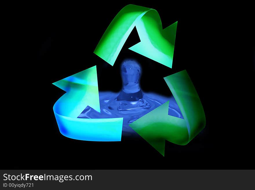 Recycle icon illustration on black background