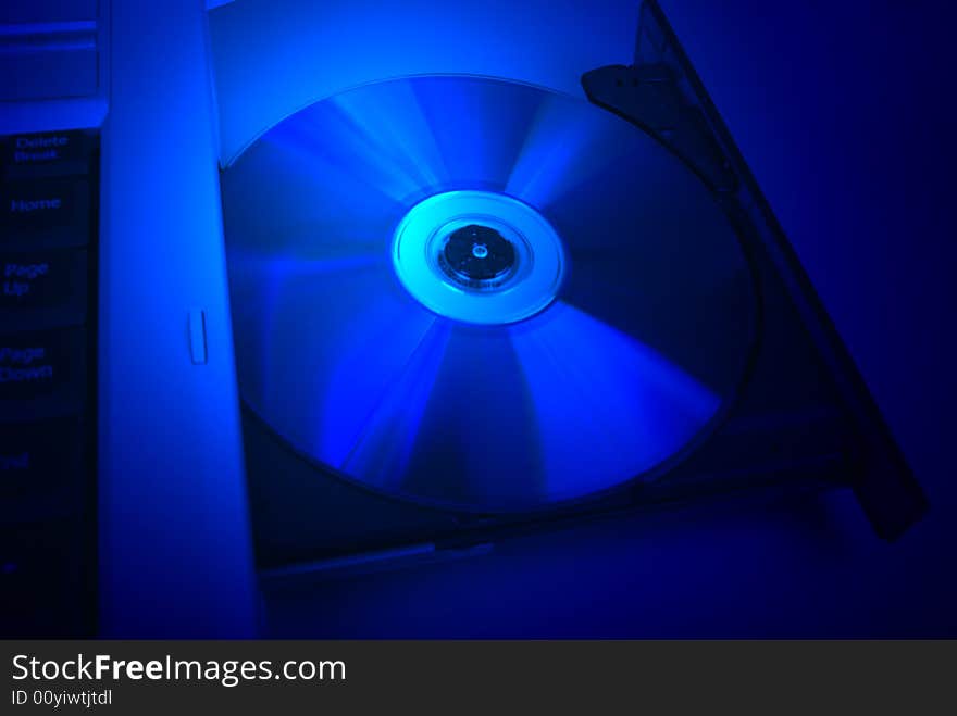 Disc drive cd-rom blue movie