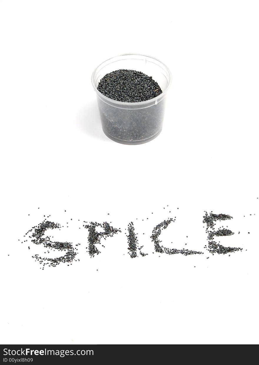 Word spice created with spice and container with spice