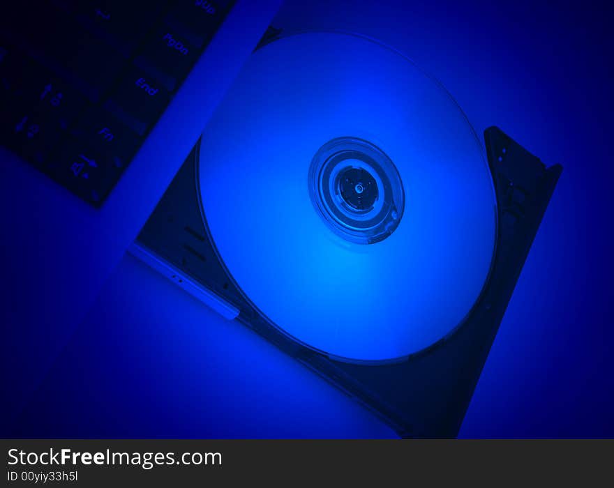 Disc drive cd-rom blue movie