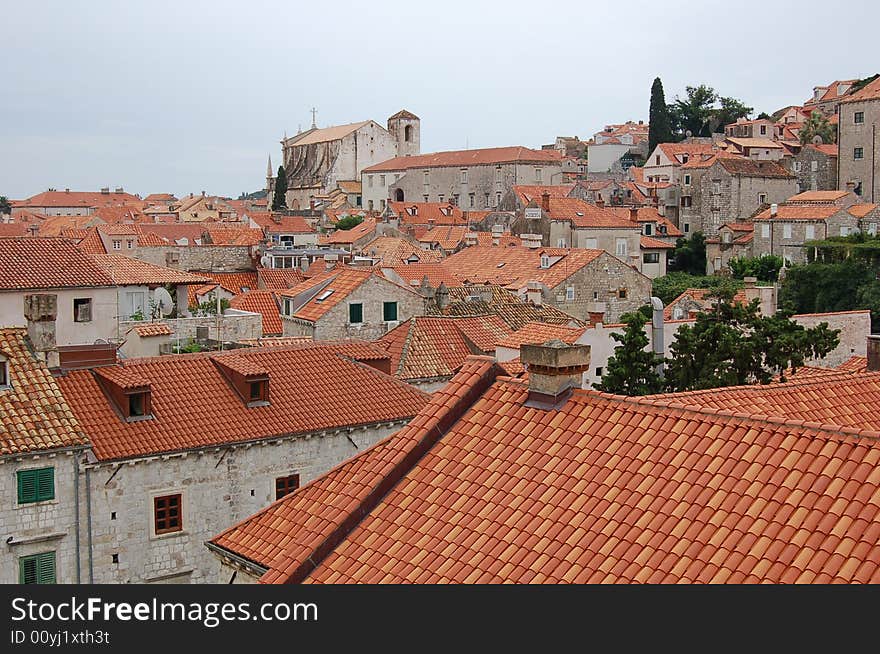 View to old town in Croatia, city Dubrownic