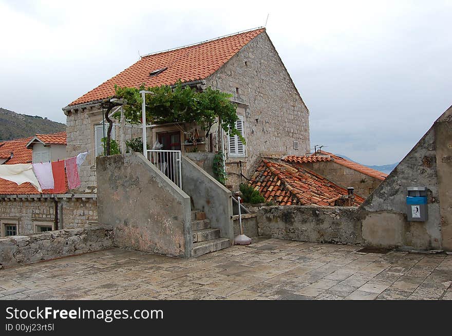 View to old town in Croatia, city Dubrownic