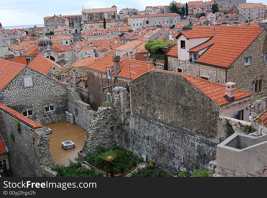 View to old town in Croatia, city Dubrownic