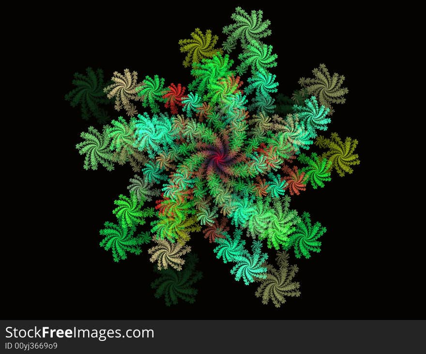 Green pattern. Abstract textured fractals. Background. Digital illustration.