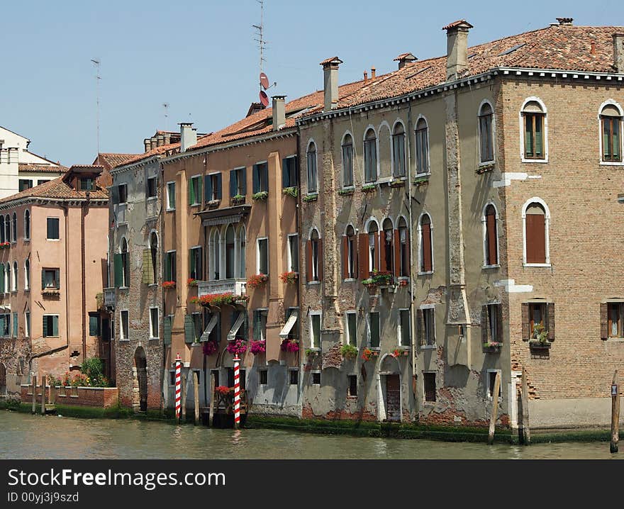 Italian balcony in city of venice