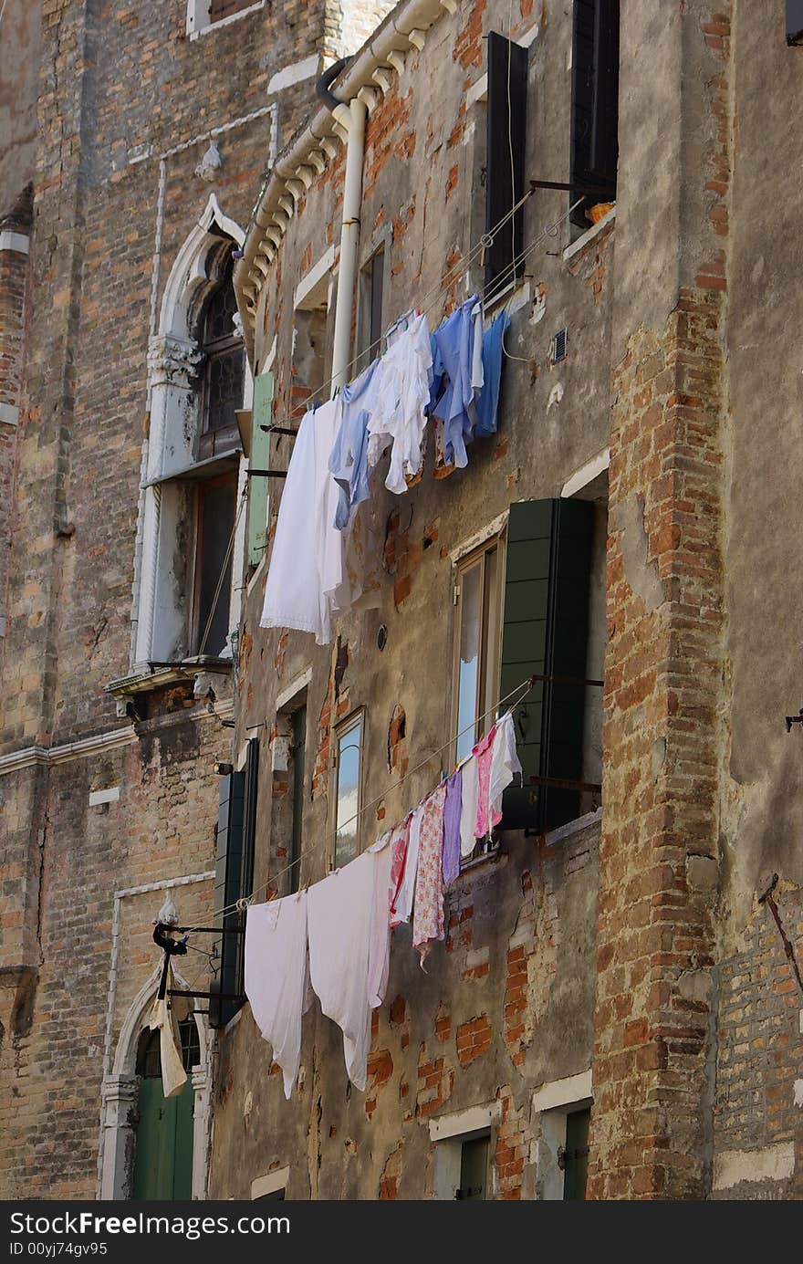 Hanging clothes with open windows. Hanging clothes with open windows