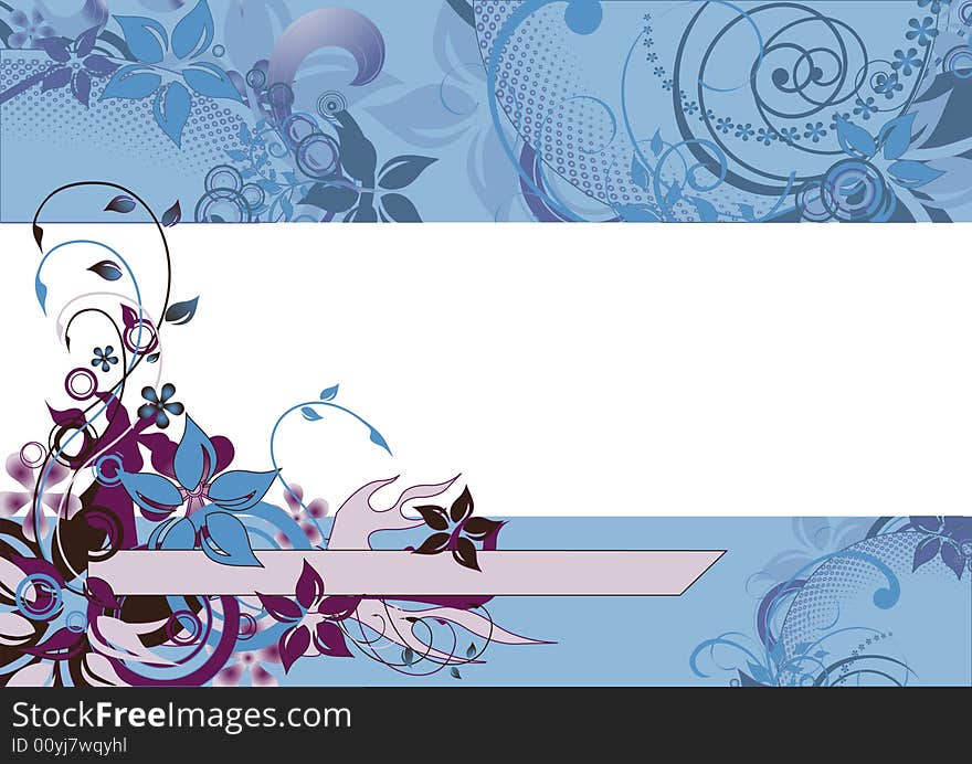 Blue transperrent floral frame, vector illustration, AI file included. Blue transperrent floral frame, vector illustration, AI file included