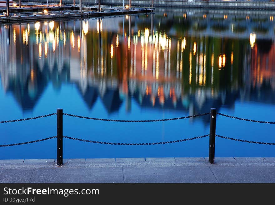 Nightshot of inner harbor in downtown victoria, british columbia, canada