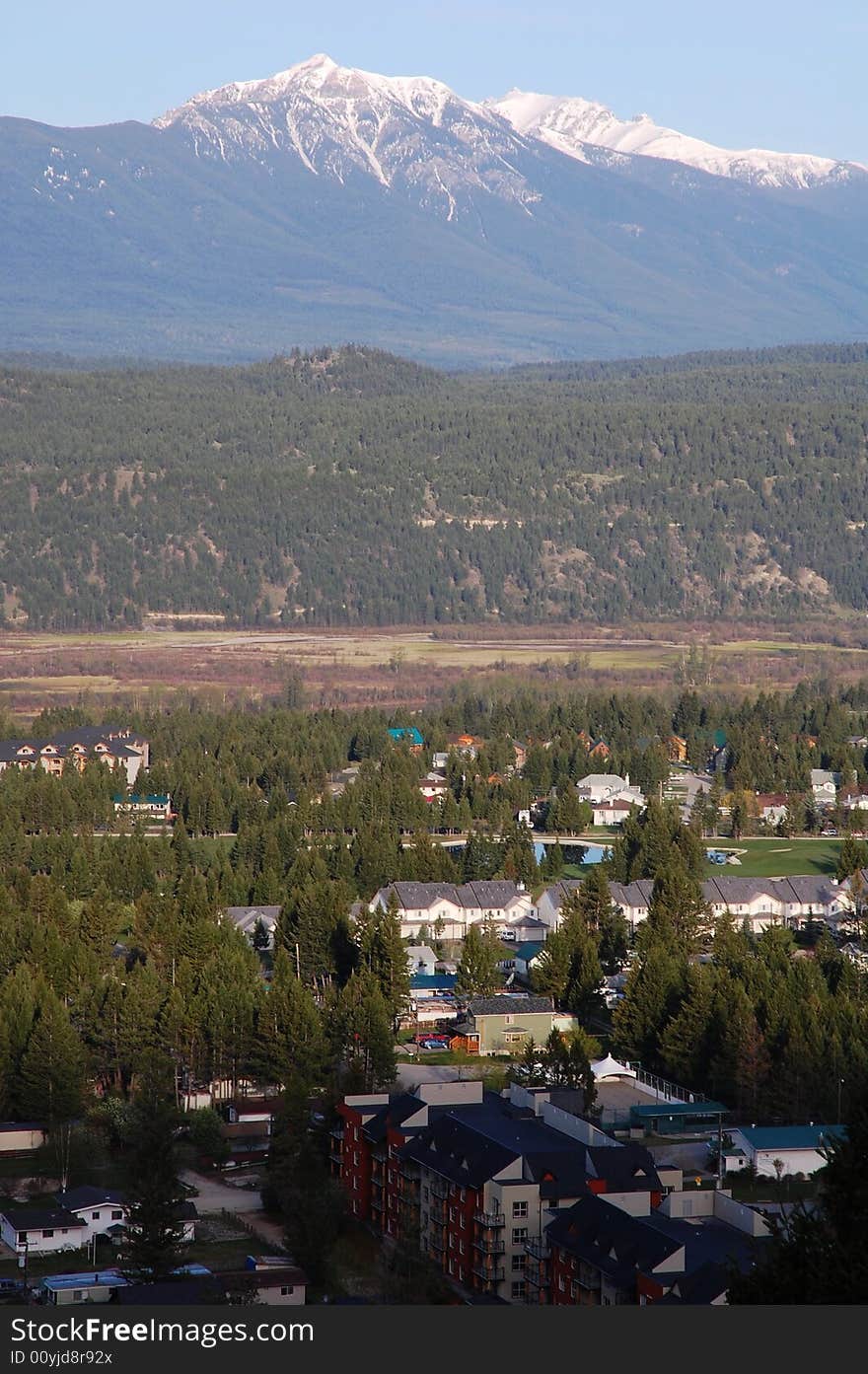 Bird view of radium hot spring town