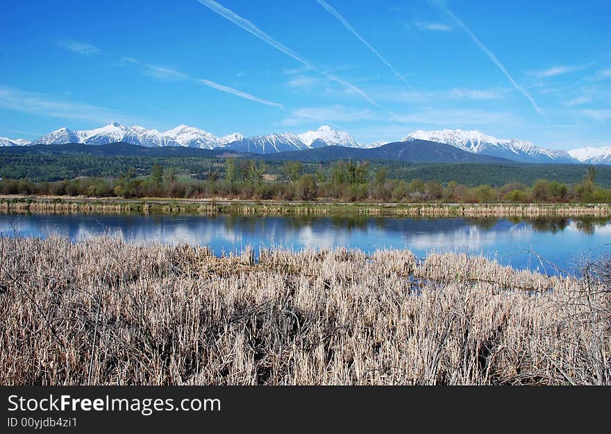 Landscape of mountains and river in kootenay national park, alberta, canada. Landscape of mountains and river in kootenay national park, alberta, canada