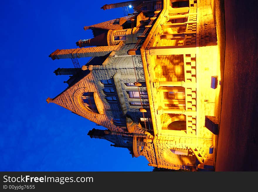 Night scene of castle in city victoria