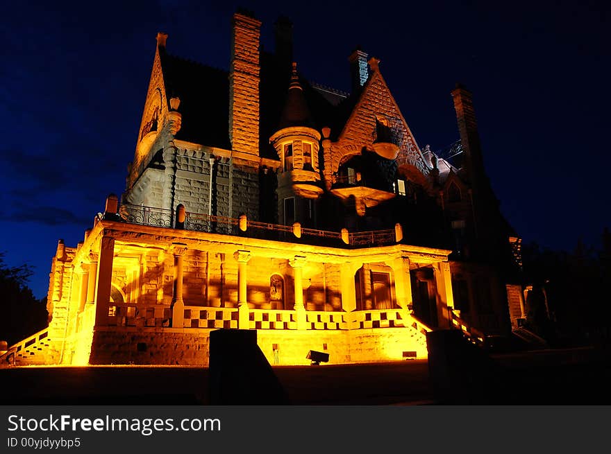 Night scene of castle in city victoria