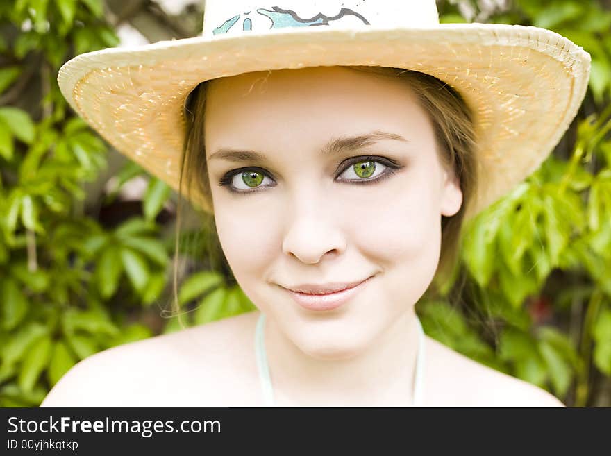 Young Model Woman Relaxing Outdoors. Young Model Woman Relaxing Outdoors