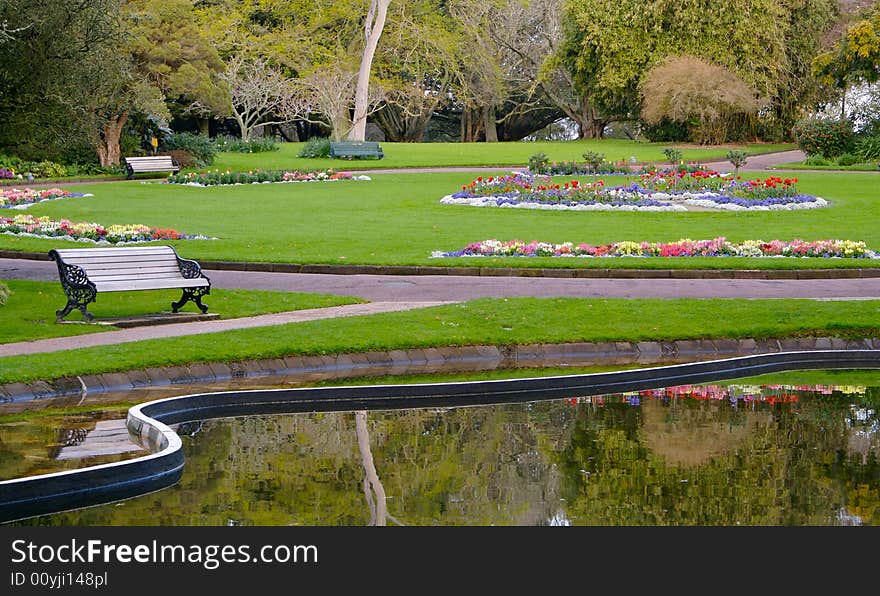 Bench in a tranquil setting. Bench in a tranquil setting