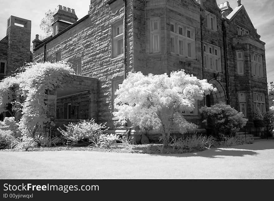 The infrared image of a church ground in a small town New Jersey