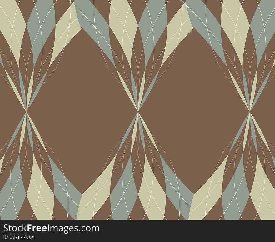 Distorted tan, brown and muted blue argyle border. Distorted tan, brown and muted blue argyle border