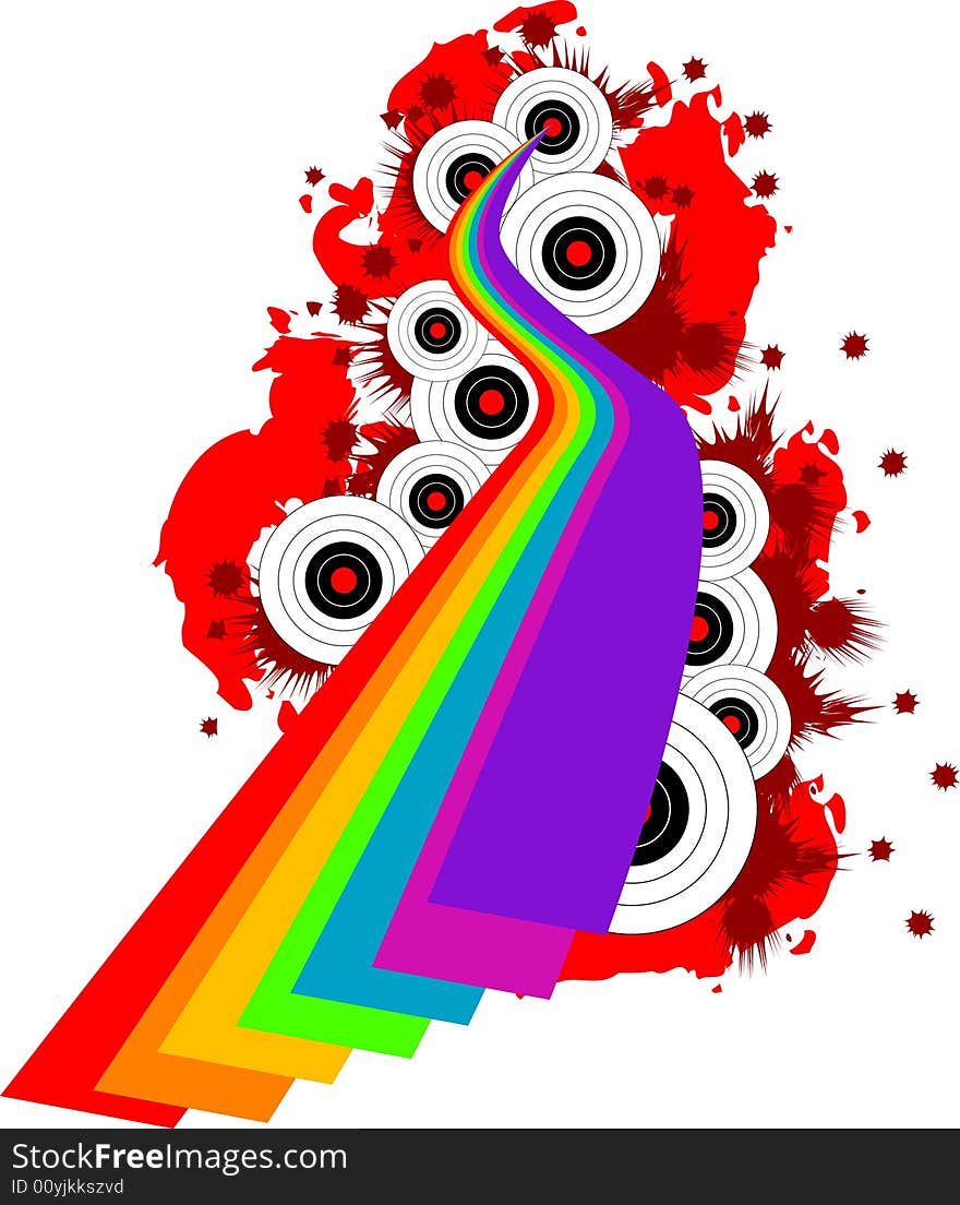 A vector illustration abstract background with rainbow, target and blood splash